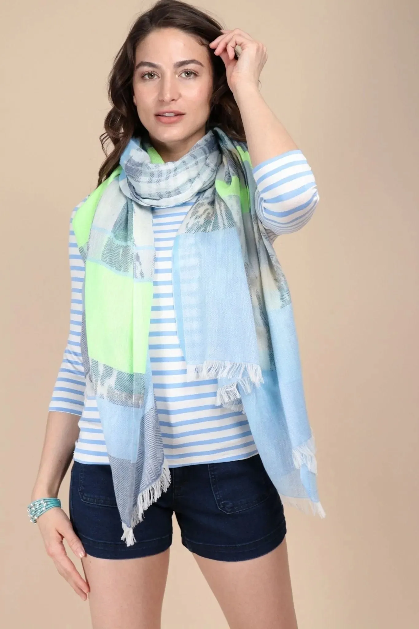 Ebraxas Neon Striped Scarf