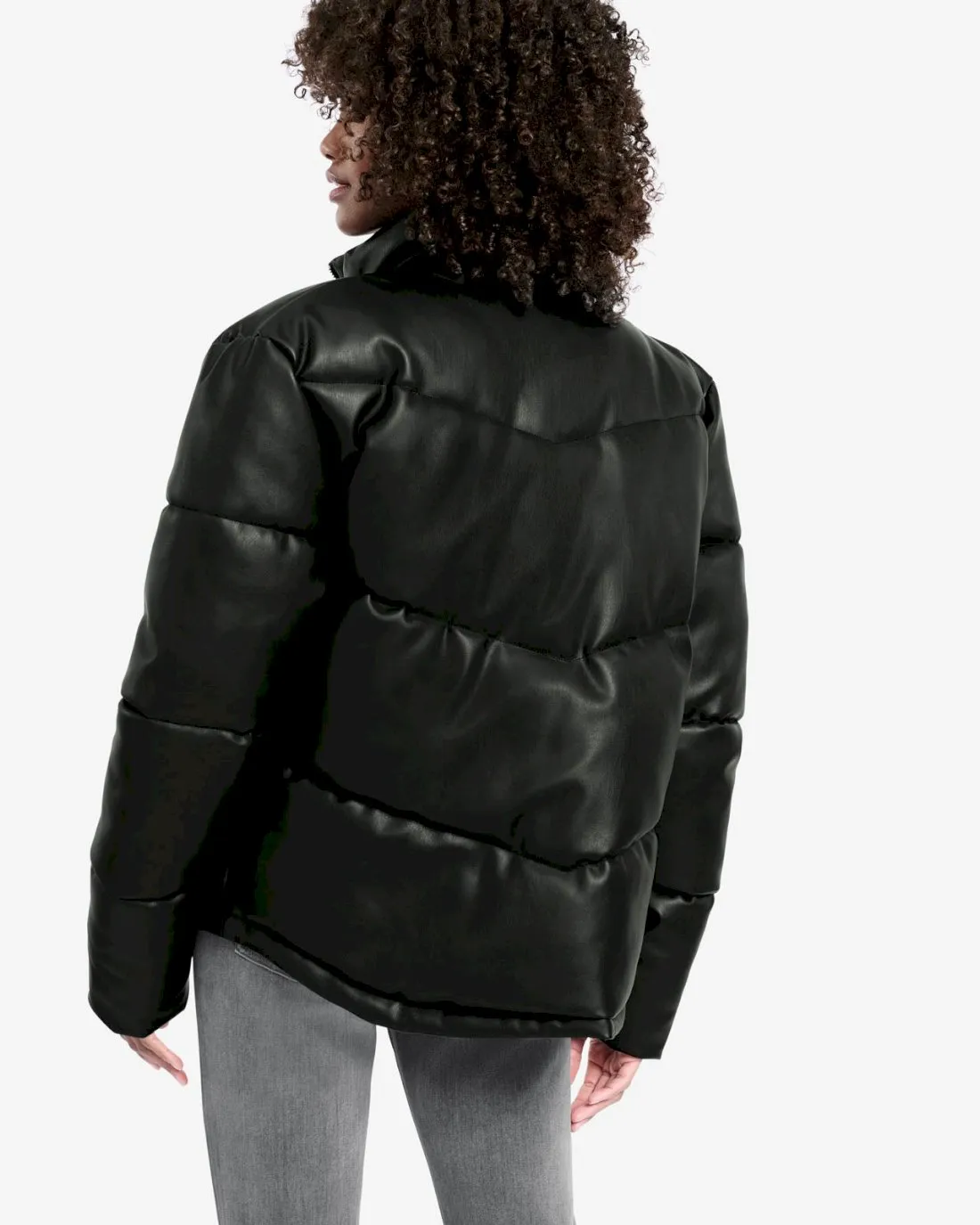 Faux Leather Puffer Jacket