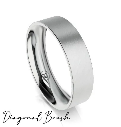 Flat Band Comfort Fit Wedding Ring (AG) - White Gold