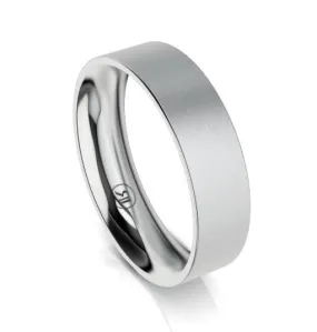 Flat Band Comfort Fit Wedding Ring (AG) - White Gold