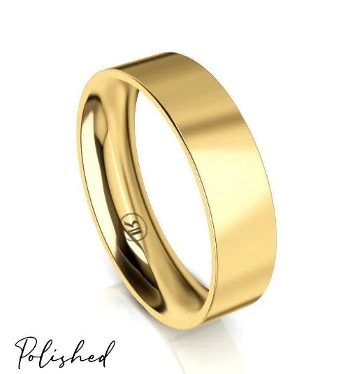 Flat Band Comfort Fit Wedding Ring (AG) - Yellow Gold