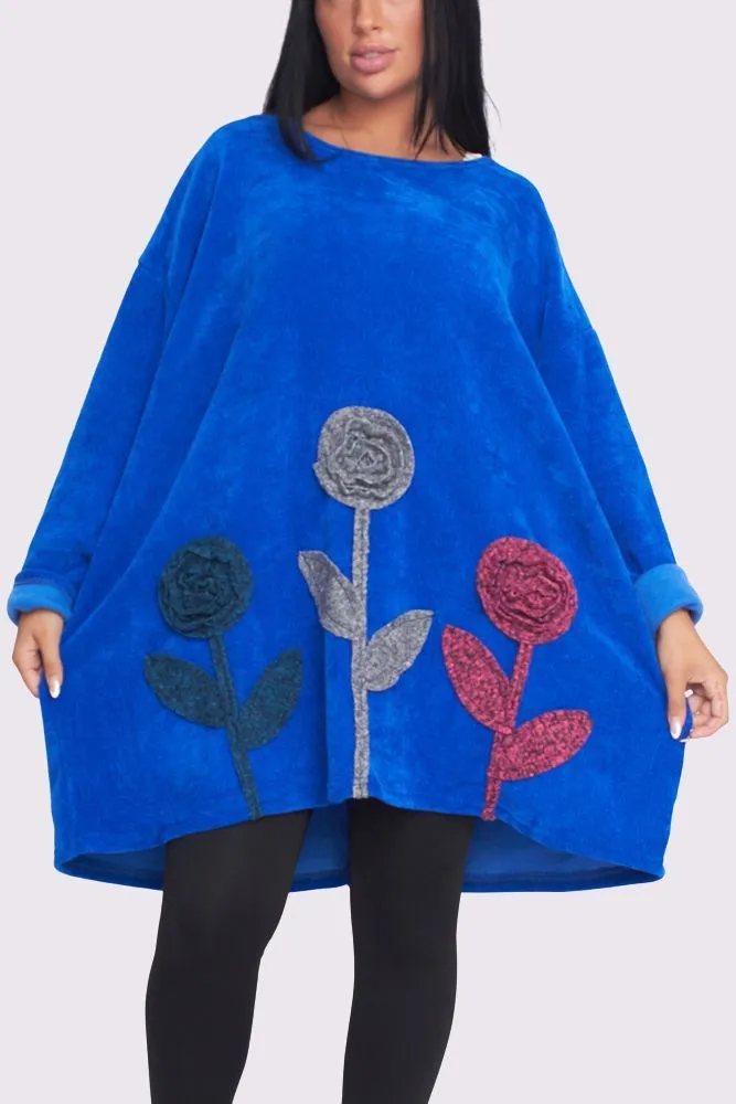 Flower Applique Corduroy Jumper