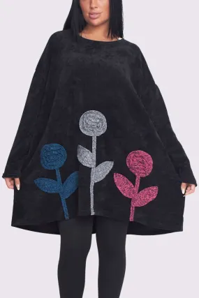 Flower Applique Corduroy Jumper