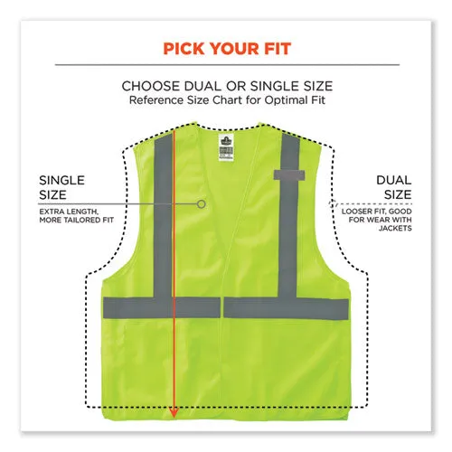 Glowear 8215ba-s Single Size Class 2 Economy Breakaway Mesh Vest, Polyester, Large, Lime