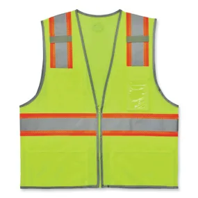 Glowear 8246z Class 2 Two-tone Mesh Reflective Binding Zipper Vest, Polyester, Small/medium, Lime