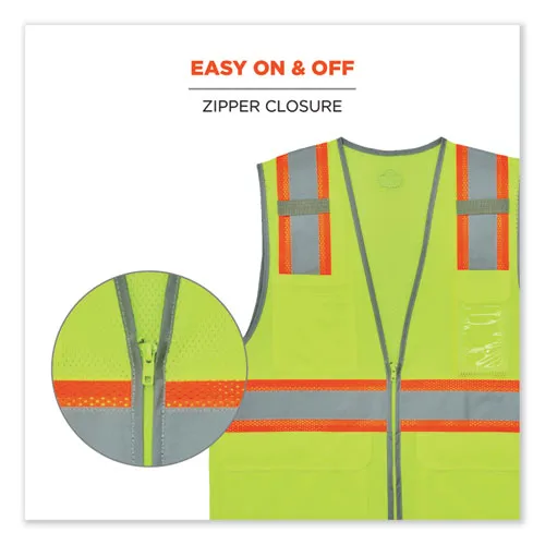 Glowear 8246z-s Single Size Class 2 Two-tone Mesh Vest, Polyester, Large, Lime, Ships In 1-3 Business Days