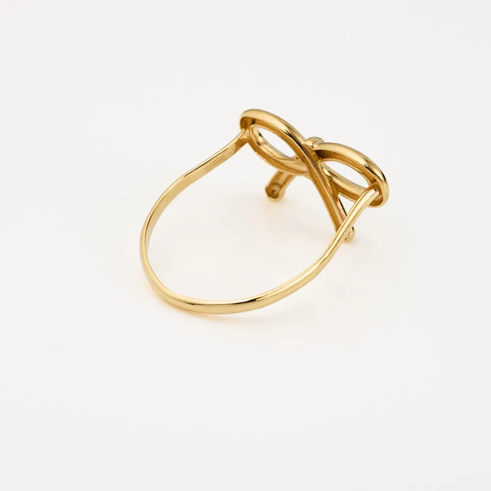 Gold Infinity Station Necklace  Sweet Bow Ribbon Ring