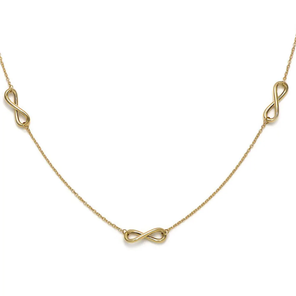 Gold Infinity Station Necklace  Sweet Bow Ribbon Ring