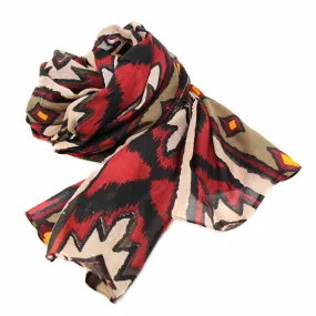 Hand printed Cotton Scarf Ikat Diamond Design