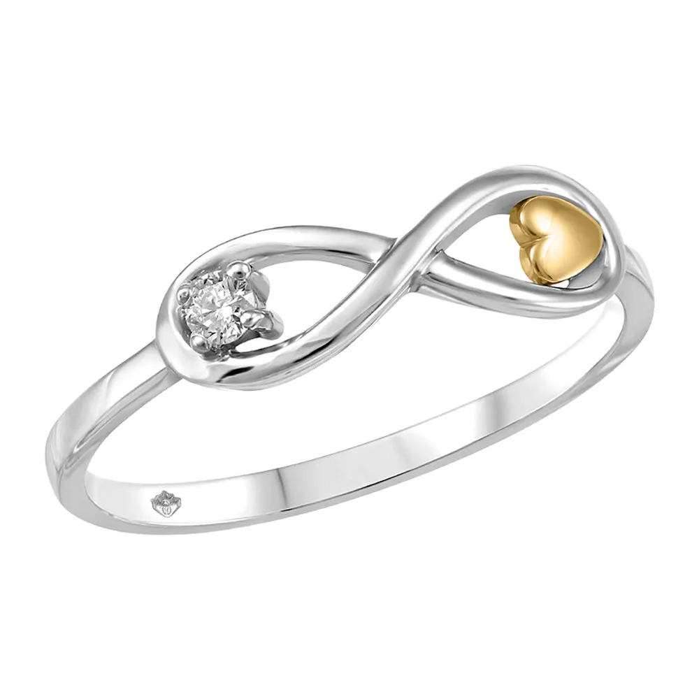 Heart and Diamond Infinity Ring