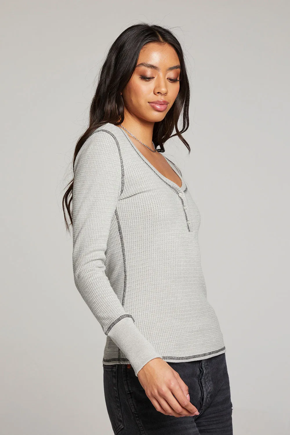 Heather Grey Long Sleeve Henley