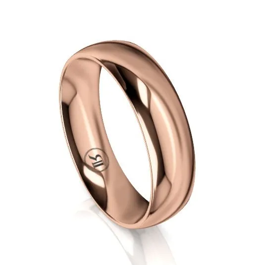 High Dome Comfort Fit Wedding Ring (AD) - Rose Gold