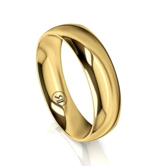 High Dome Comfort Fit Wedding Ring (AD) - Yellow Gold