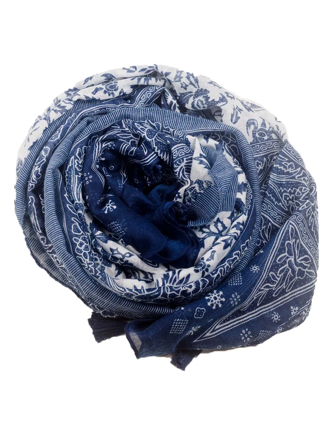 iB-iP Women's Blue-white Porcelain Print Gorgeous Lightweight Long Fashion Scarf