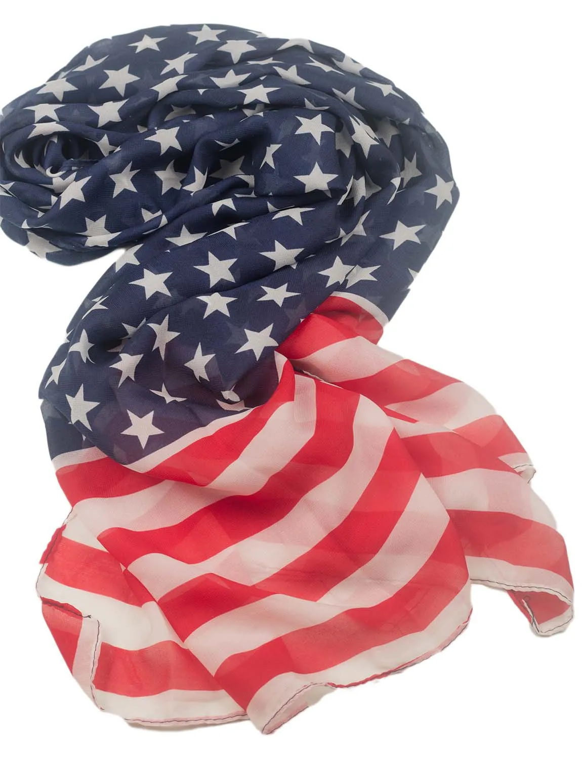 iB-iP Women's Usa American Flag Thin Lightweight Fashion Scarf