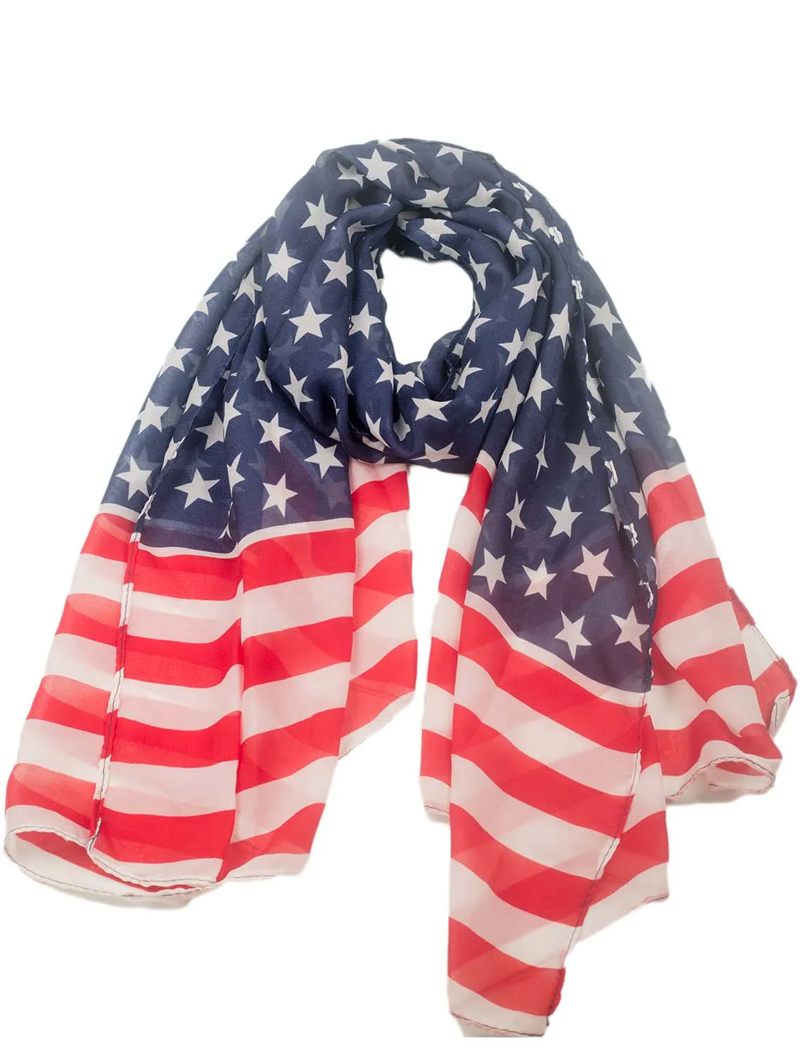 iB-iP Women's Usa American Flag Thin Lightweight Fashion Scarf