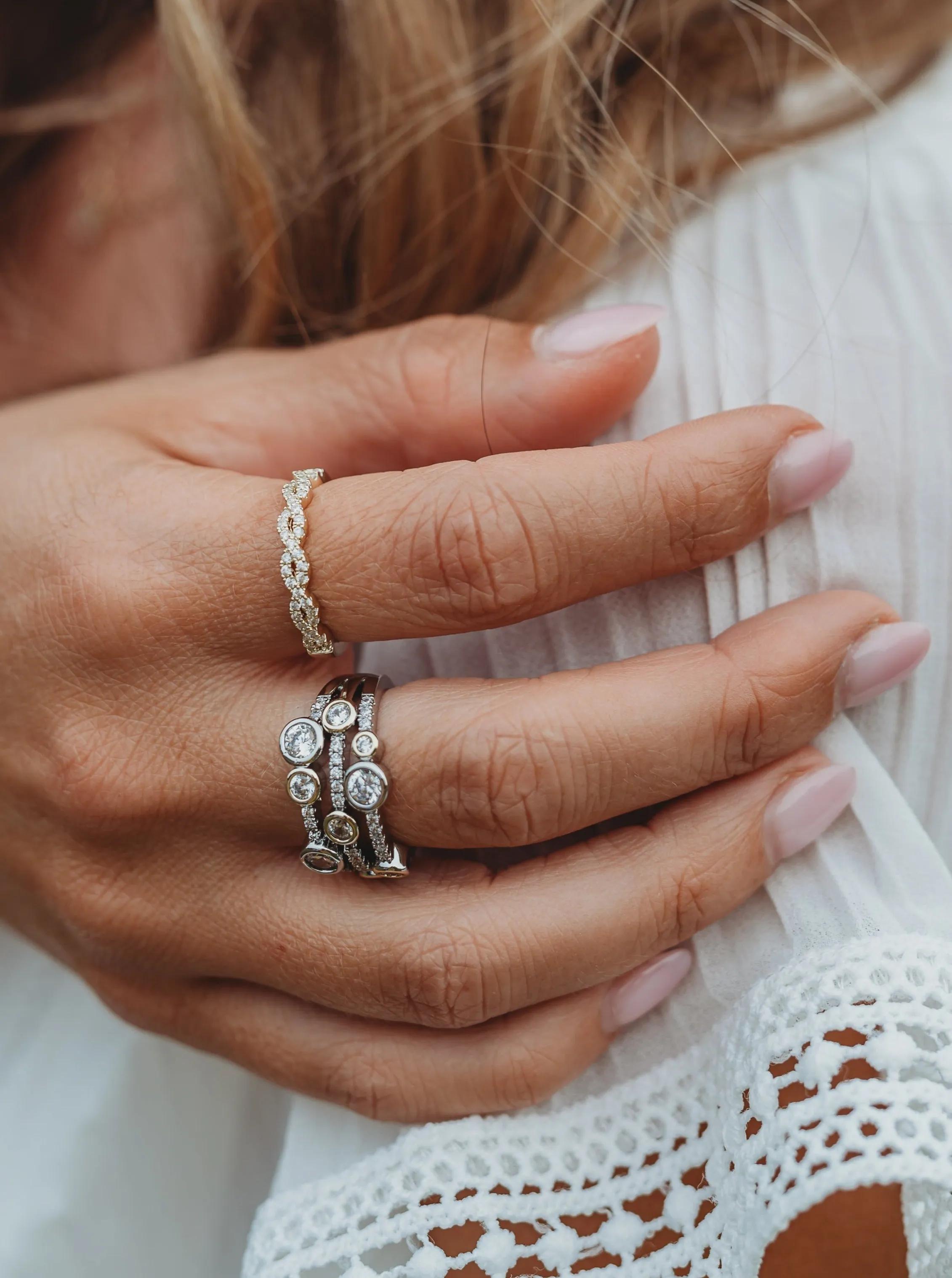 Infinity Crystal Twisted Ring