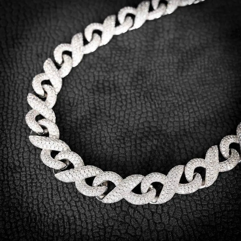 Infinity Cuban Link Chain in White Gold