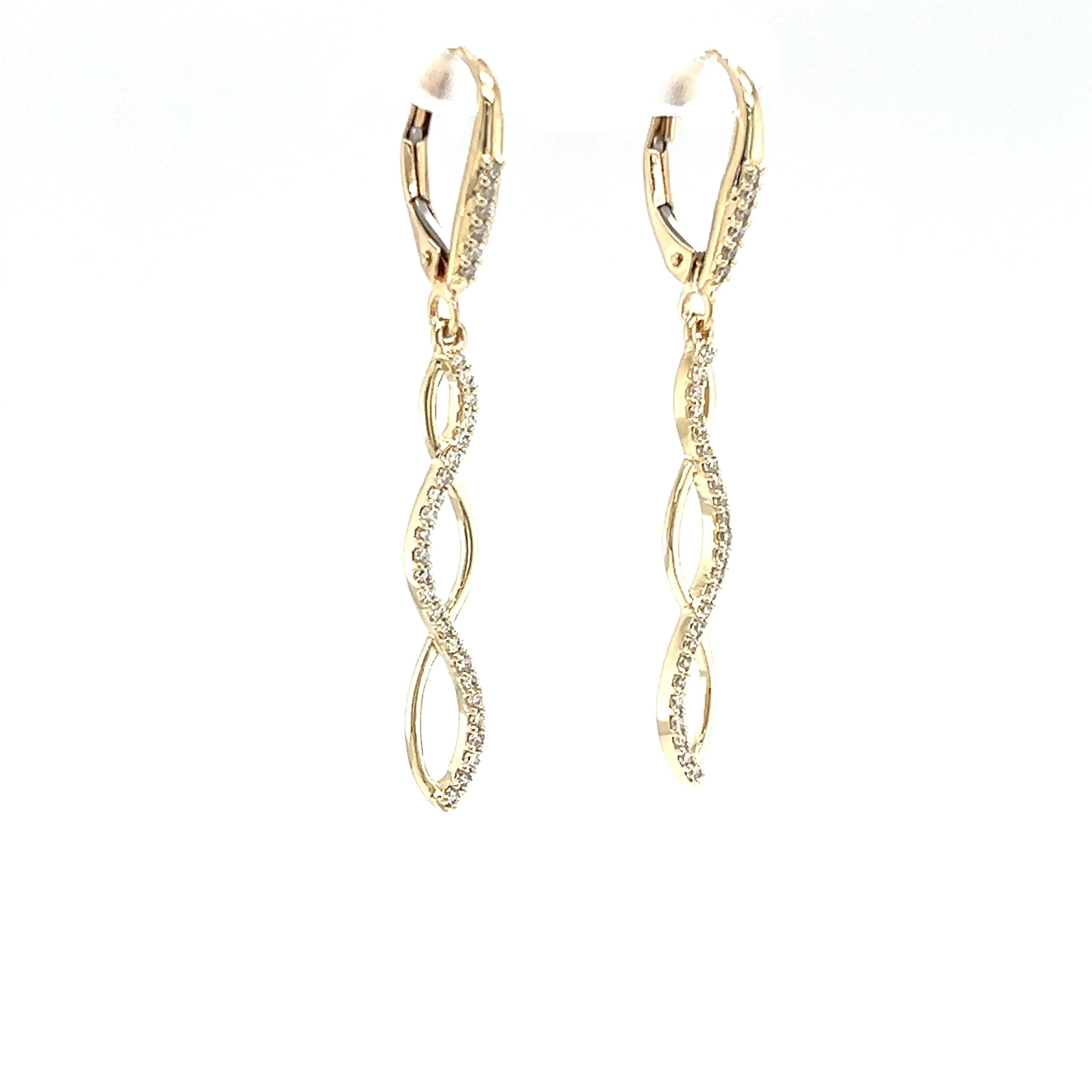 Infinity Dangle Earrings with 0.3CTW of Diamonds in 14K Yellow Gold