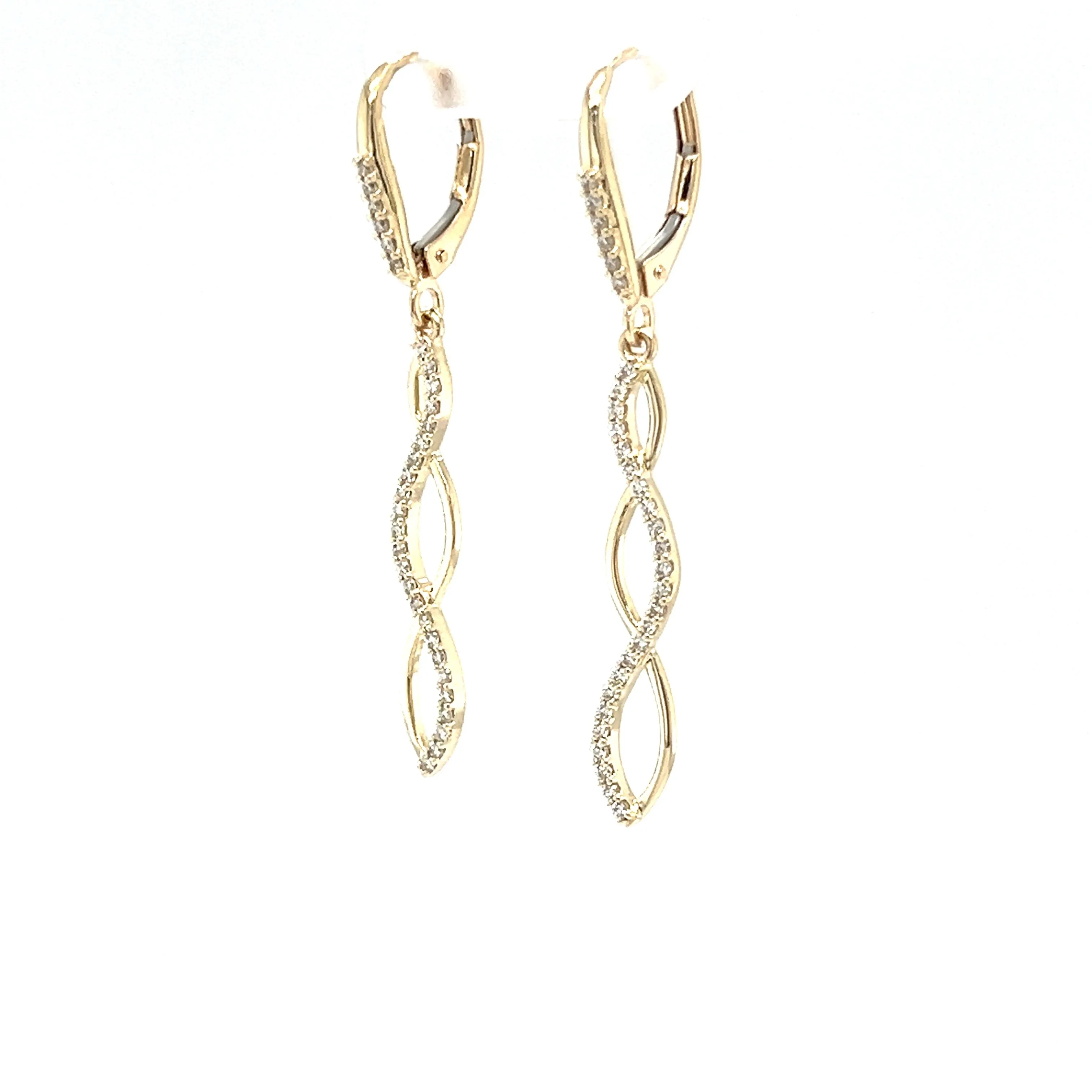 Infinity Dangle Earrings with 0.3CTW of Diamonds in 14K Yellow Gold