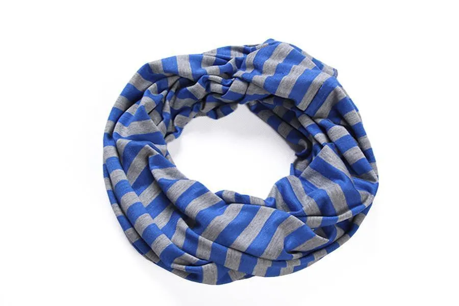 Infinity Loop Cotton and Viscose Scarf Blue Color Stripes Print LOOP002