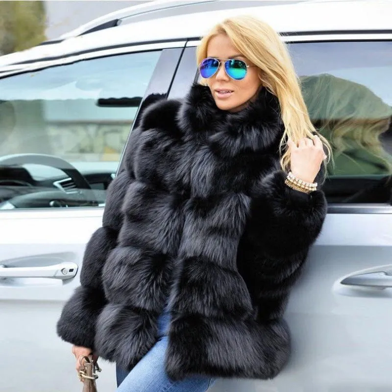 Ladies Faux fox fur coat