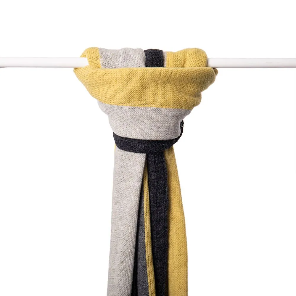 Ladies Lambswool Block Stripe Scarf - Brass