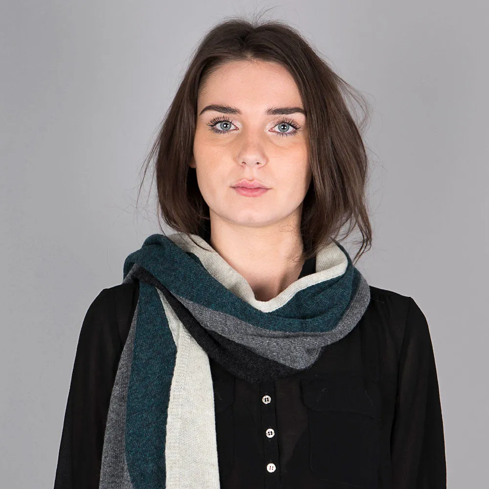 Ladies Lambswool Block Stripe Scarf - Lugano