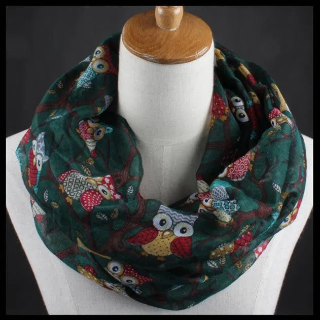 Ladies Owl Cartoon Print Scarf