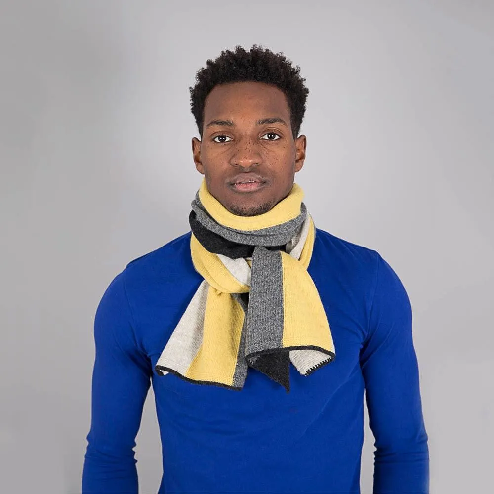 Lambswool Block Stripe Scarf - Brass