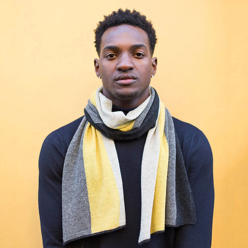 Lambswool Block Stripe Scarf - Brass