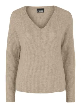 Lelle V-Neck Jumper (White Pepper)