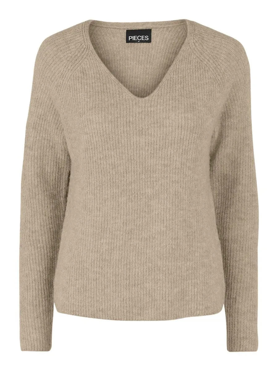 Lelle V-Neck Jumper (White Pepper)