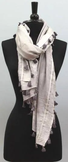 Lightweight Vest/Scarf with Tassels - Grey