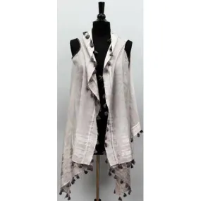 Lightweight Vest/Scarf with Tassels - Grey