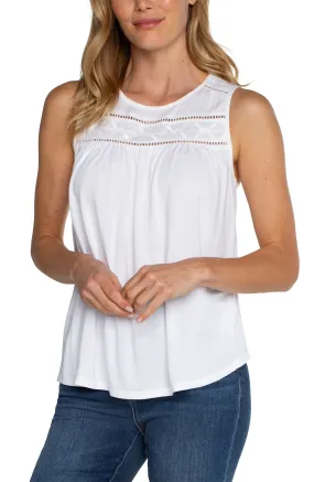 Liverpool Embroidered Sleeveless Knit Tank (White)