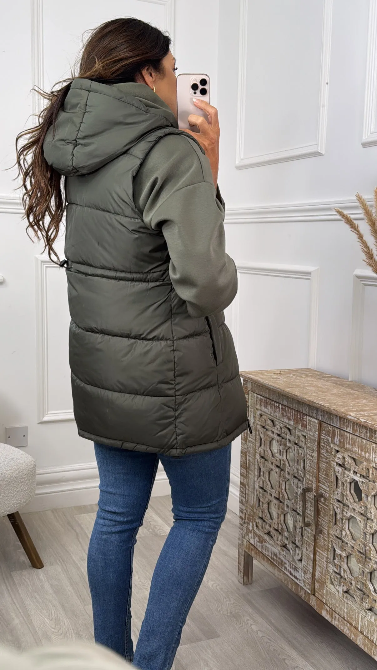 Lona Khaki Toggle Waist Puffer Gilet