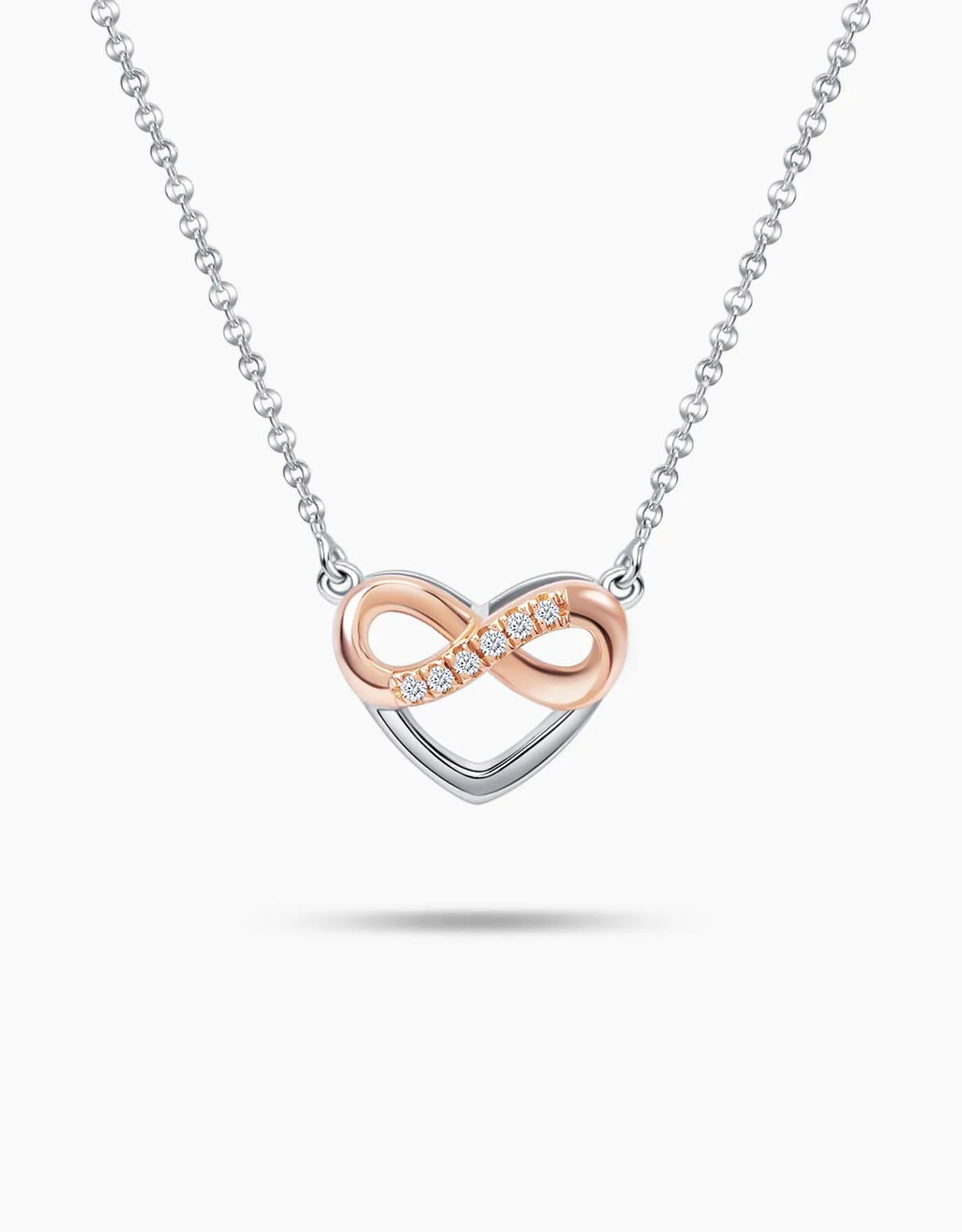 LVC Destiny Forever Love Diamond Necklace in White and Rose Gold