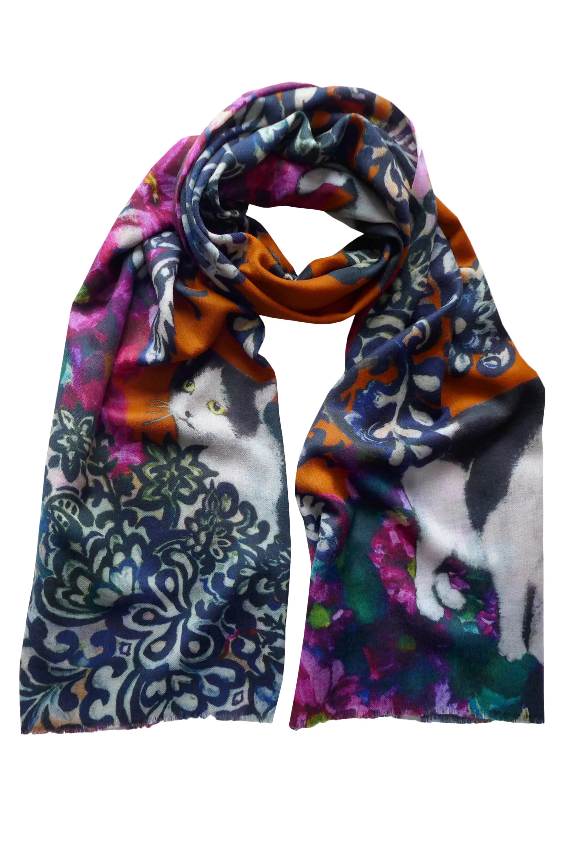 Maisie Petal Orange Wool Cashmere Scarf