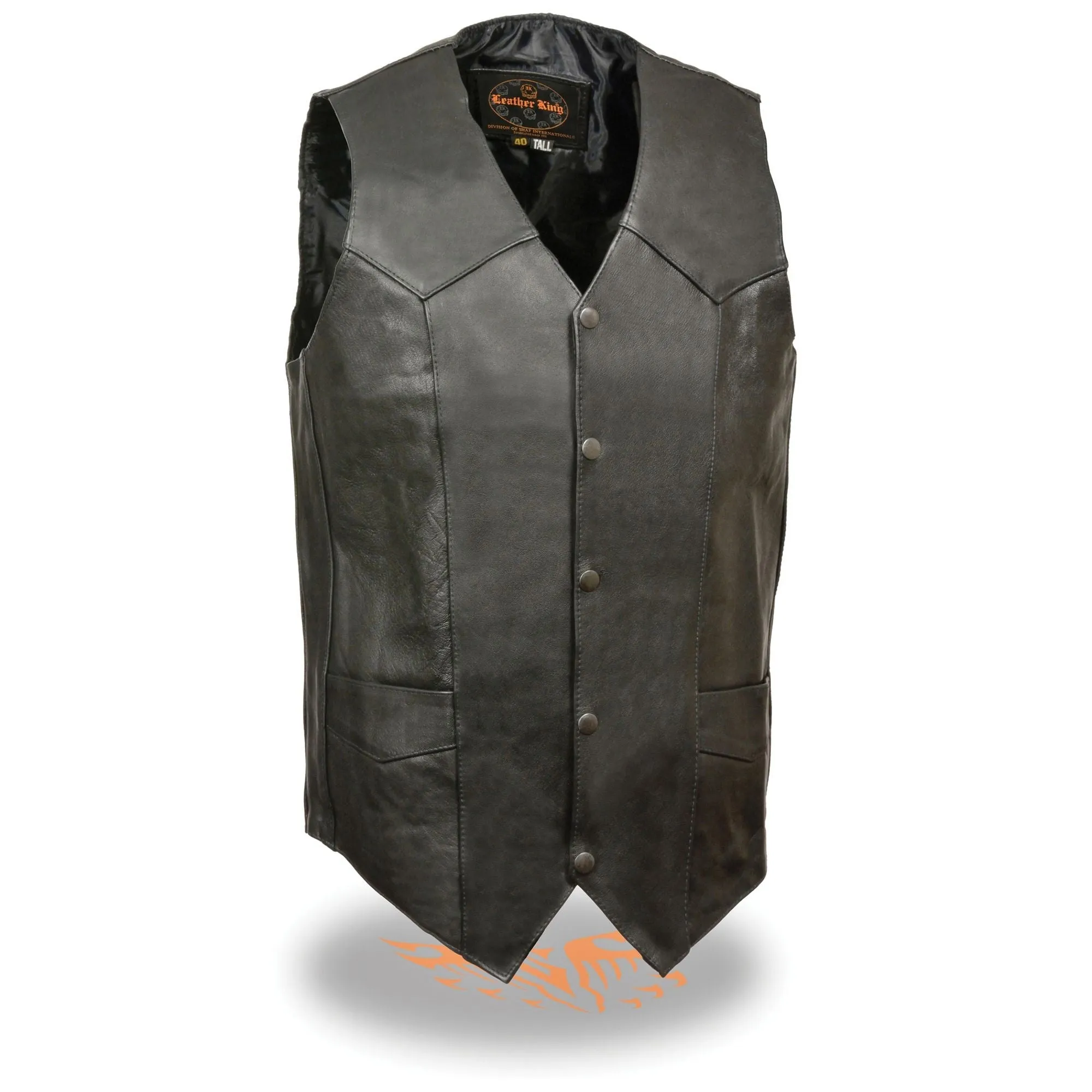 Men's Classic Snap Front Biker Vest -Tall