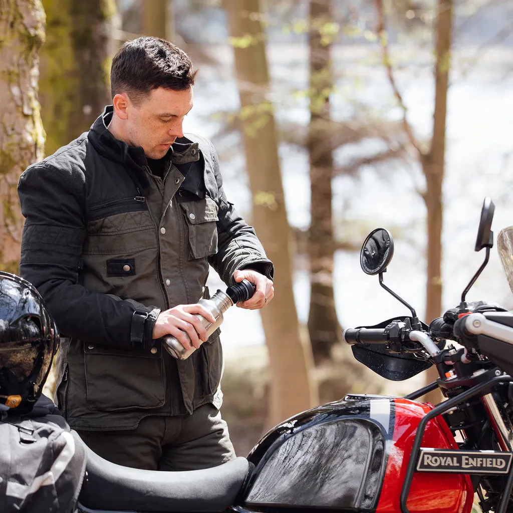 Merlin Mahala D3O Cordura Waterproof Cotton Textile  Explorer Motorcycle Jacket -  Black / Olive