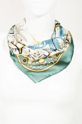 Multi Leaf Print Bandana Scarf