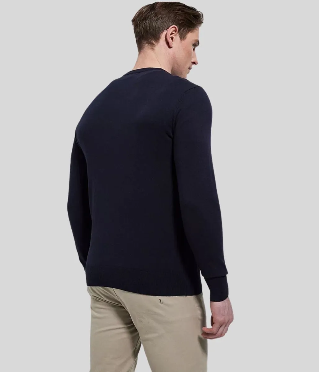 Navy Mens Wool & Cashmere Blend Crew Neck Jumper