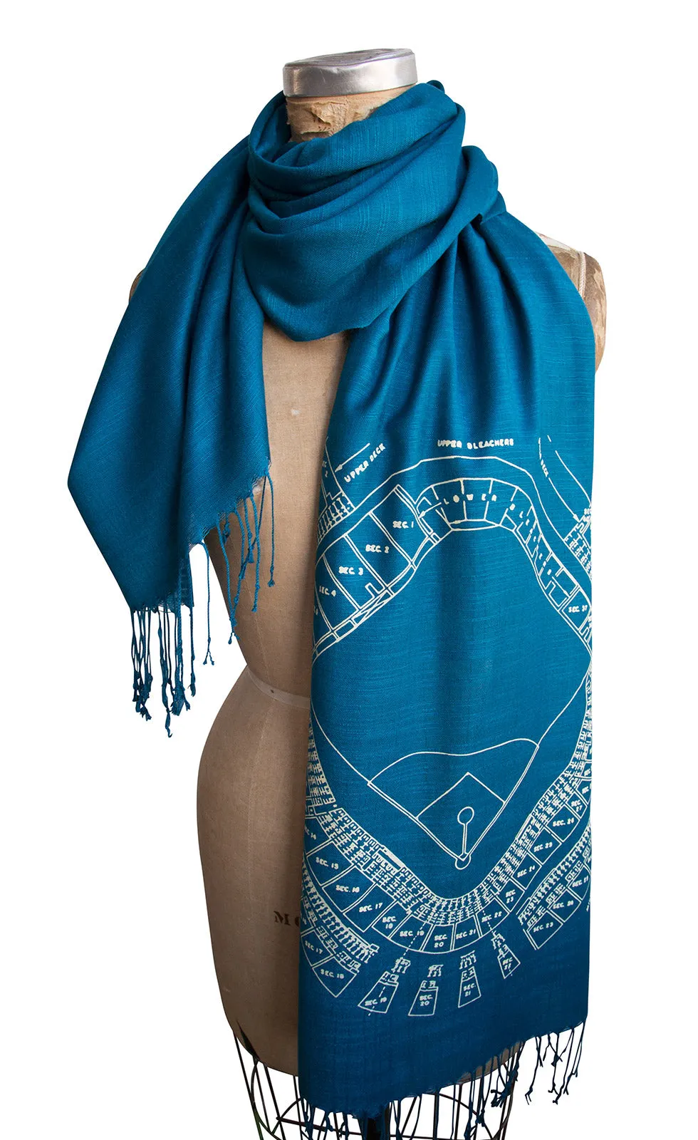 Old Tiger Stadium Blueprint Scarf, Historic Detroit Bamboo Pashmina