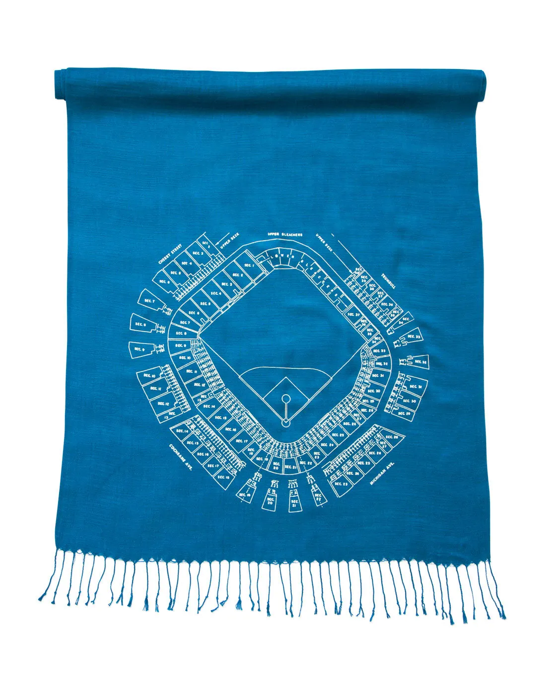 Old Tiger Stadium Blueprint Scarf, Historic Detroit Bamboo Pashmina