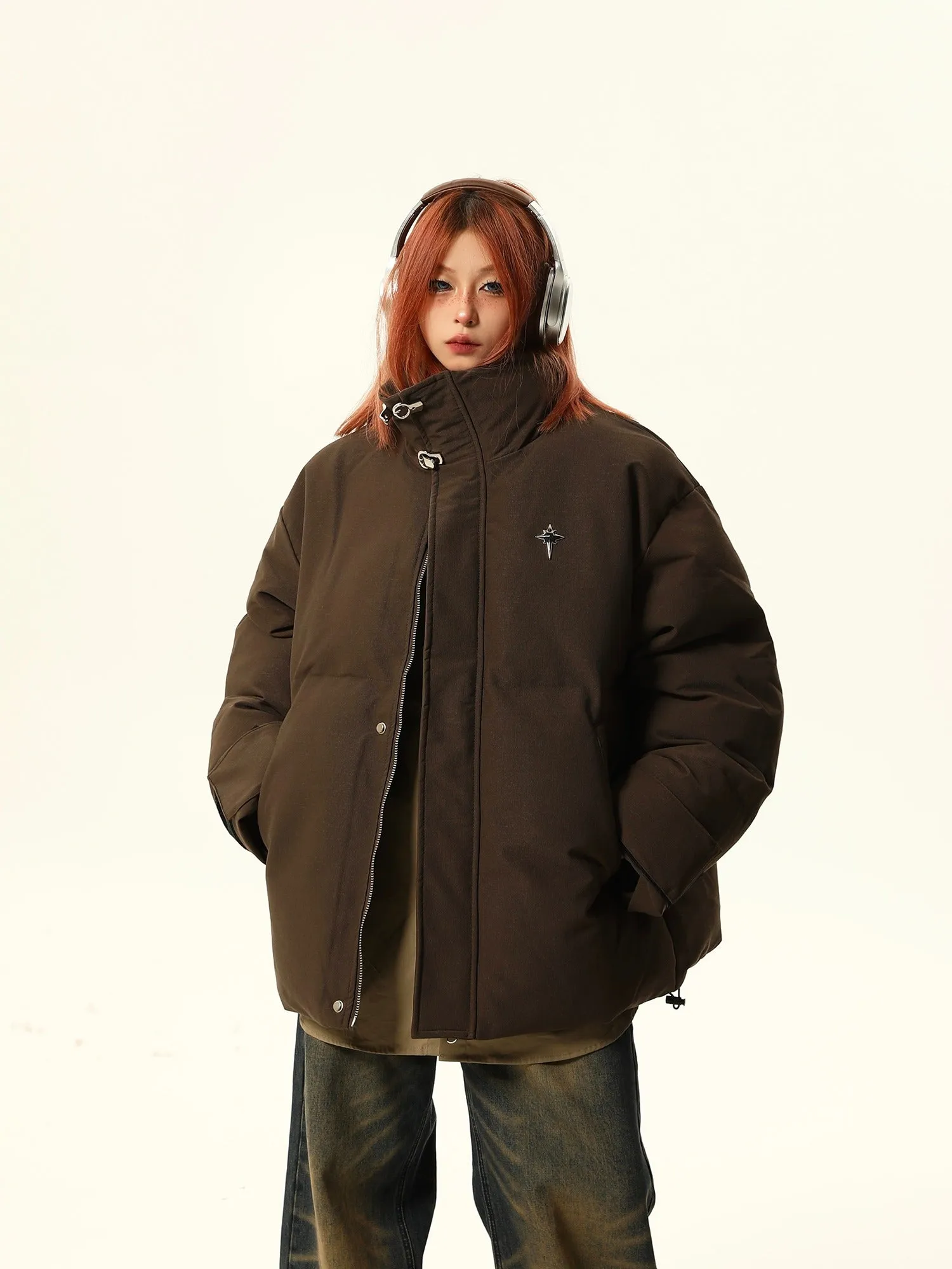 Oversized Stand-Up Collar Puffer Jacket