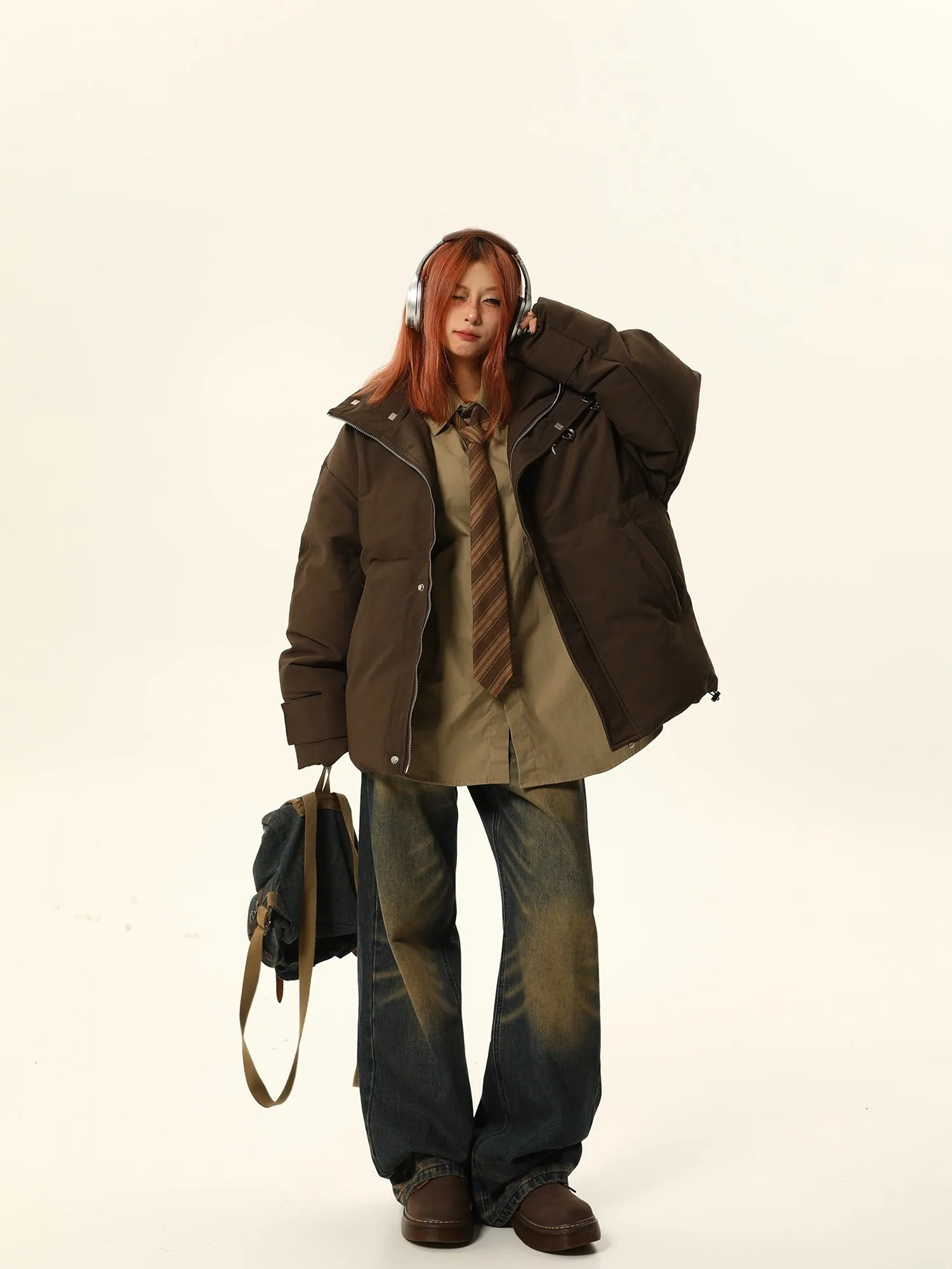 Oversized Stand-Up Collar Puffer Jacket