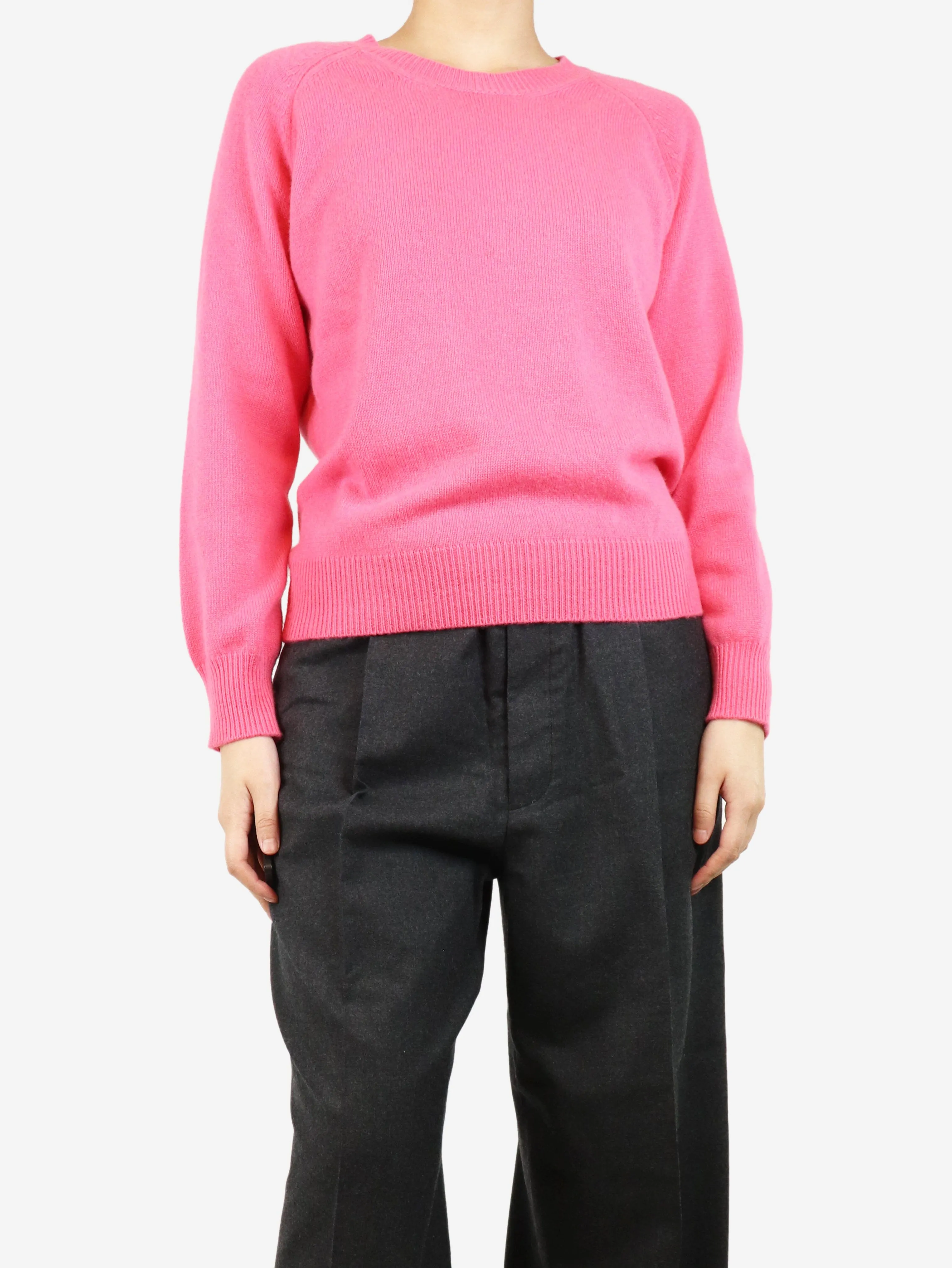 Pink cashmere crewneck jumper - size UK 8