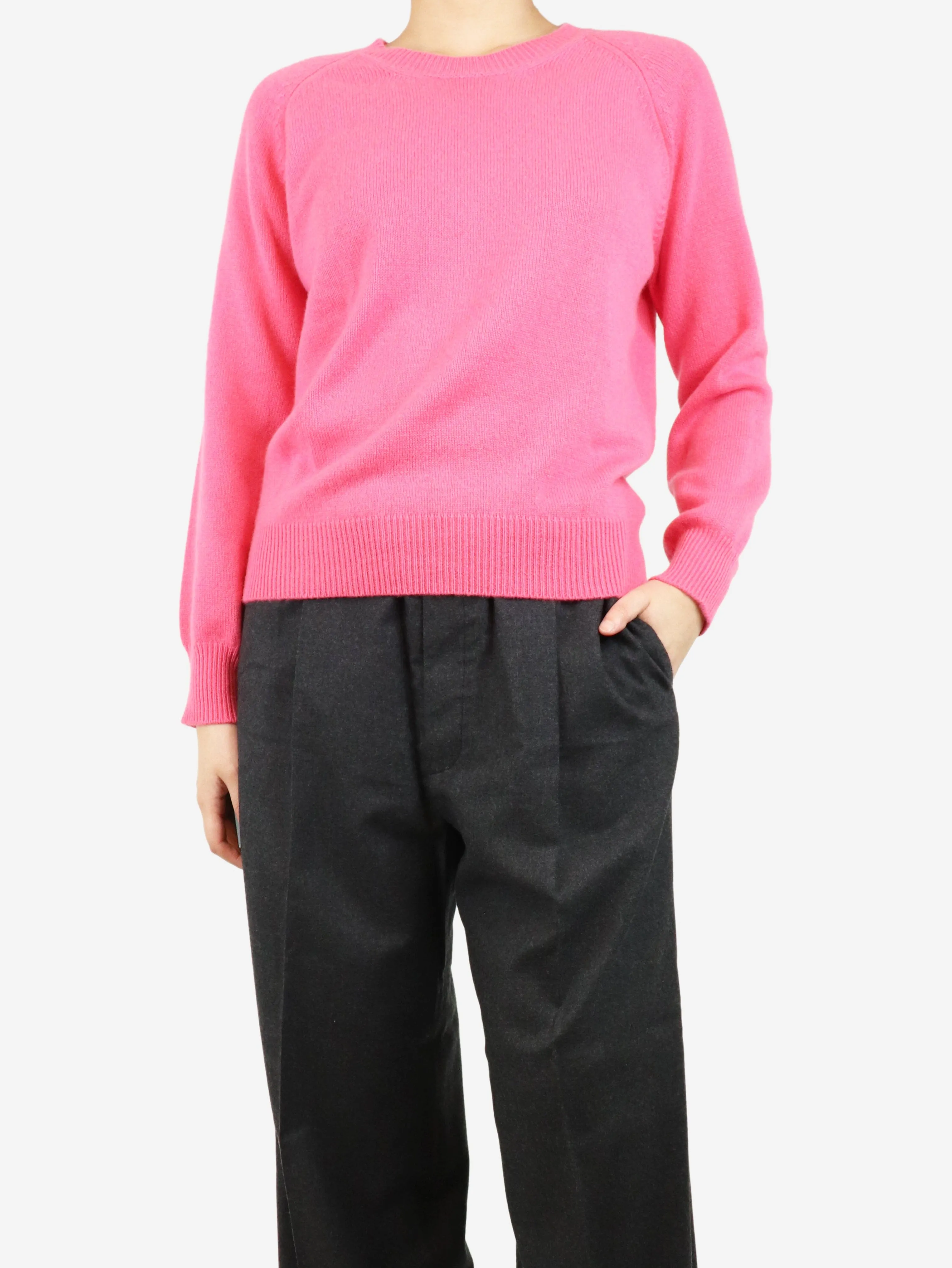 Pink cashmere crewneck jumper - size UK 8