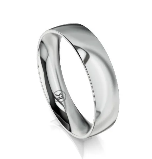 Quarter Curved Comfort Fit Wedding Ring (AC) - White Gold